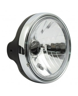 Phare noir 7" , H4 Harley